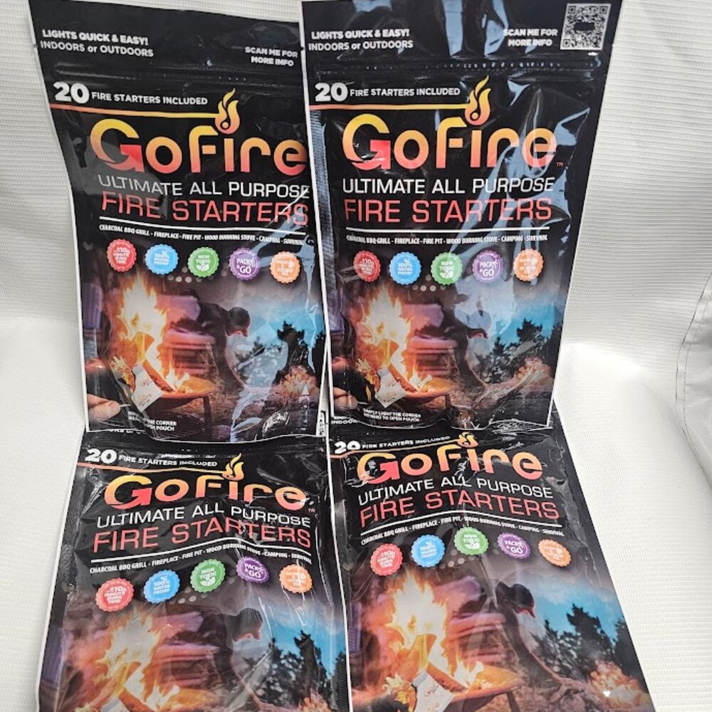4 Packages of 20 GoFire Ultimate All Purpose Fire Starters Start Indoor Outdoor